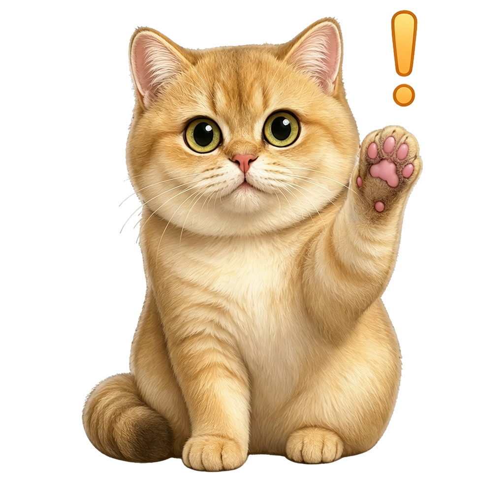 Dollar, a golden British shorthair, sitting and watching with eyes open
